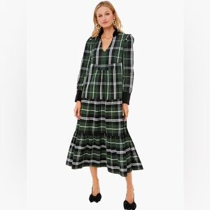 Tuckernuck NWT Sold Out Bristol Tartan Plaid Dress w/Black Velvet Details - XS